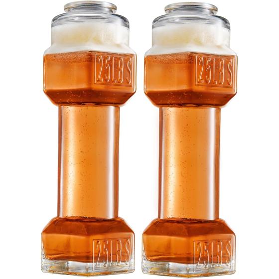 Set of 4, Dumbbell Beer & Whiskey Glasses, Giant Lifting Beers 26oz Glass | Large Weightlifting to Scale Funny Beer Mug | For Men & Women Cool Beer Glasses Perfect Gifts for Gym Coach, Weightlifter