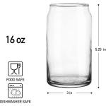 Glaver's Drinking Glasses 4pc Can Shaped Glass Cup Set, 16oz Beer Can Glass Coffee Cups, Glass Tumbler, Cocktail Glasses, Whiskey Beer Glasses, Water Glasses, Soda Can Glasses, Collins Glasses.