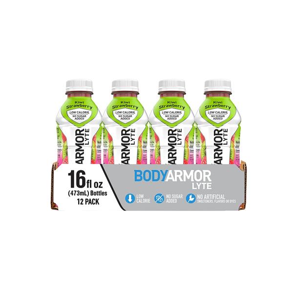 BODYARMOR LYTE Sports Drink Low-Calorie Sports Beverage, Kiwi Strawberry, Natural Flavors With Vitamins, Potassium-Packed Electrolytes, Perfect For Athletes, 16 Fl Oz (Pack of 12)