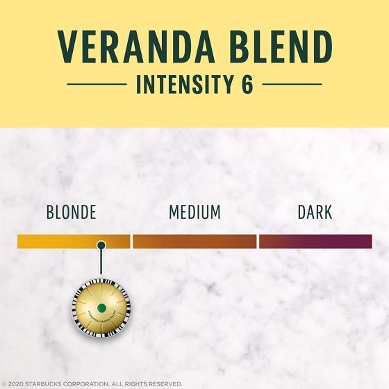 Starbucks by Nespresso Blonde Roast Veranda Blend Coffee (32-count single serve capsules, compatible with Nespresso Vertuo Line System)