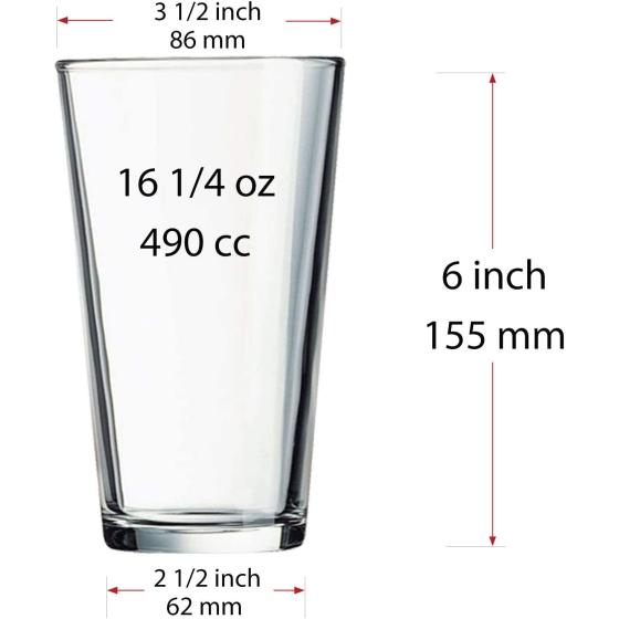 Set of 12 - Drinking Glasses 16 oz Highball Glasses Water Glasses Glass Cups Cup Sets Pint Glasses Beer Glasses Tumblers Bar Glasses Design for Home and Kitchen