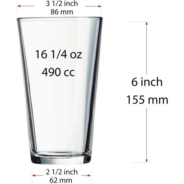 Set of 12 - Drinking Glasses 16 oz Highball Glasses Water Glasses Glass Cups Cup Sets Pint Glasses Beer Glasses Tumblers Bar Glasses Design for Home and Kitchen