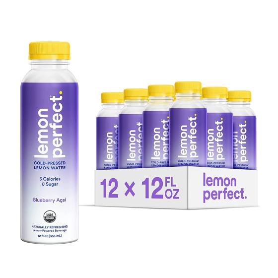 Lemon Perfect， Organic Cold-Pressed Lemon Water， Squeezed from Real Fruit， Flavored Water， Sugar-Free， Keto Certified， No Artificial Ingredients， Just Lemon (12-Pack)