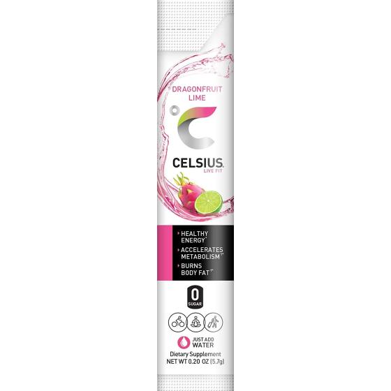 CELSIUS On-the-Go Powder Stick, Combo Pack of Dragonfruit Lime and Cranberry Lemon, 28 Piece Assortment