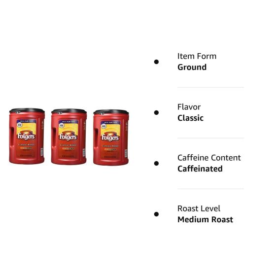 Folgers Coffee， Classic(Medium) Roast， 51 Ounce