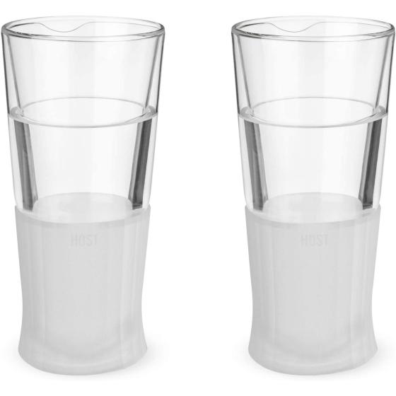 Host Freeze Beer Freezer Gel Chiller Double Wall Frozen Pint Set of 2, 16 oz, White Glass 2-Pack