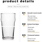 Pint Glasses,20oz British Beer Glass,Classics Craft Beer Glasses,Premium Beer Glasses Tumbler Set of 4, Pub Beer Glasses,Unique Design Beer Glasses Easy Stacking in The Cupboard