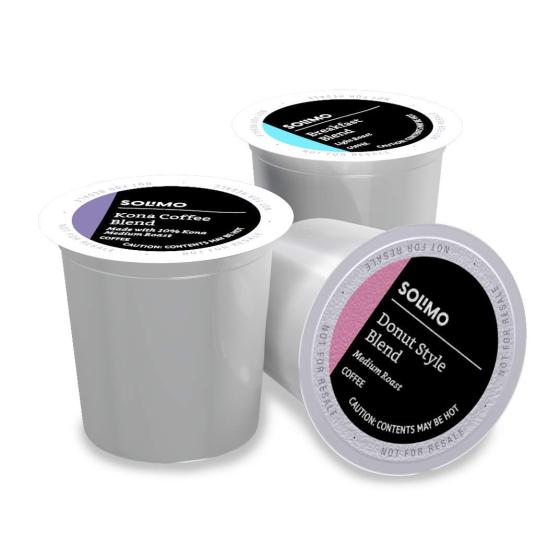 Amazon Brand - 100 Ct. Solimo Variety Pack Light and Medium Roast Coffee Pods (Kona， Breakfast， Donut)， Compatible with Keurig 2.0 K-Cup Brewers