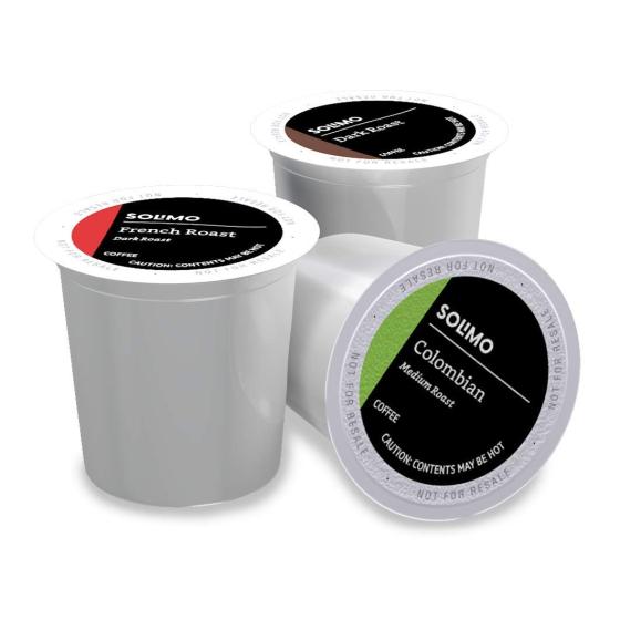 Amazon Brand - Solimo Assorted pack (French， Dark， Colombian) single serve cups， 100 ct