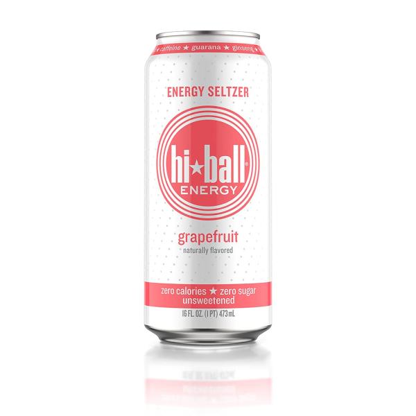 Hiball Energy Seltzer Water, Caffeinated Sparkling Water Made with Vitamin B12 and Vitamin B6, Sugar Free (8 pack of 16 Fl Oz), Grapefruit