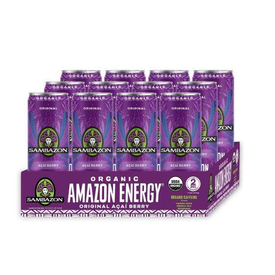 Sambazon Organic Amazon Energy Drink, Original Acai Berry, 12 Ounce (Pack of 12)