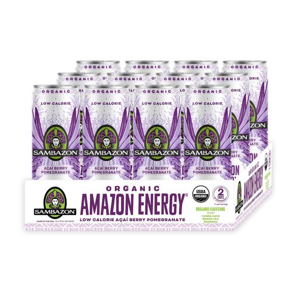 Sambazon Amazon Energy Drink, Low Calorie Acai Berry and Pomegranate, 12 Fl Oz (Pack of 12)