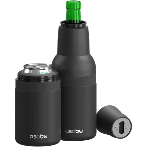 asobu Frosty Beer Holder 2 Go Vacuum Insulated Double Walled Stainless Steel Beer Can and Bottle Cooler with Beer Opener Eco Friendly and Bpa Free(Copper)
