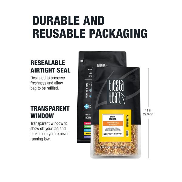 Tiesta Tea - Maui Mango, Loose Leaf Mango Pineapple Herbal Tea, Non-Caffeinated, Hot & Iced Tea, 16 oz Bulk Bag - 200 Cups, Natural Flavors