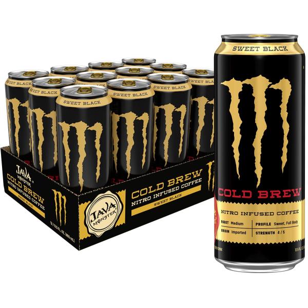 Monster Energy Java Monster Mean Bean, Coffee + Energy Drink, 15 Fl Oz (Pack of 12)