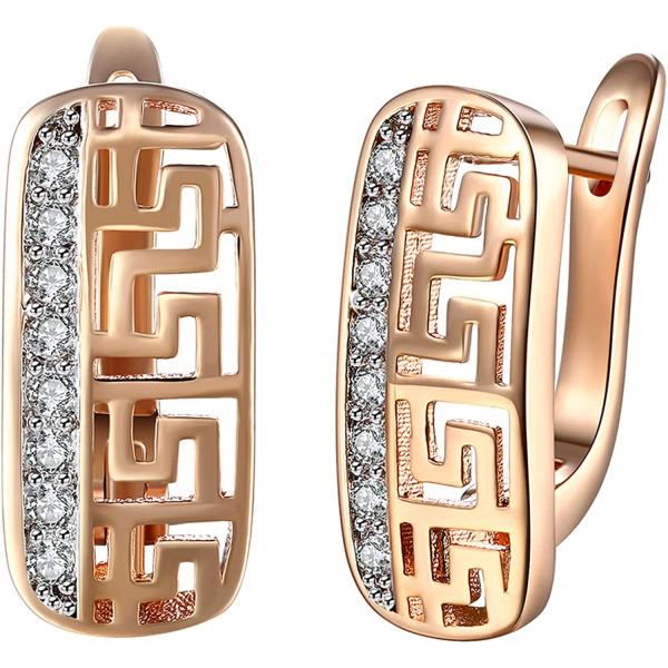WSKFLY 14K Gold Plated Cubic Zirconia Hoop Earrings for Women, 5A+ Cubic Zirconia, Good Choice for Daily Outfits or a Gift