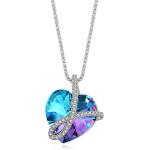 FCINOS Women’s 18k Gold plated Infinity Love Heart Pendant Necklace with Austrian Crystals, Jewelry Gifts for Her, 17.7"+2.4" Chain, Anniversary Birthday Christmas Graduation Necklaces for Wife Mom Girlfriend (Rainbow Vitrail Light Purple)