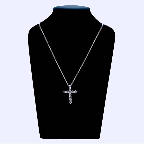 2.75ct Moissanite Cross Pendant Necklace for Women 925 Sterling Silver White Gold Plated with GRA Certificate 4mm DF VVS Color Moissanites Necklace Pendant 18'' Chain Anniversary Engagement Womens Gift