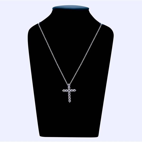 2.75ct Moissanite Cross Pendant Necklace for Women 925 Sterling Silver White Gold Plated with GRA Certificate 4mm DF VVS Color Moissanites Necklace Pendant 18'' Chain Anniversary Engagement Womens Gift