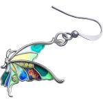 Enamel Alloy Rhinestone Butterfly Earrings Dangle Fashion Insect Jewelry For Women Girls Charm Gift