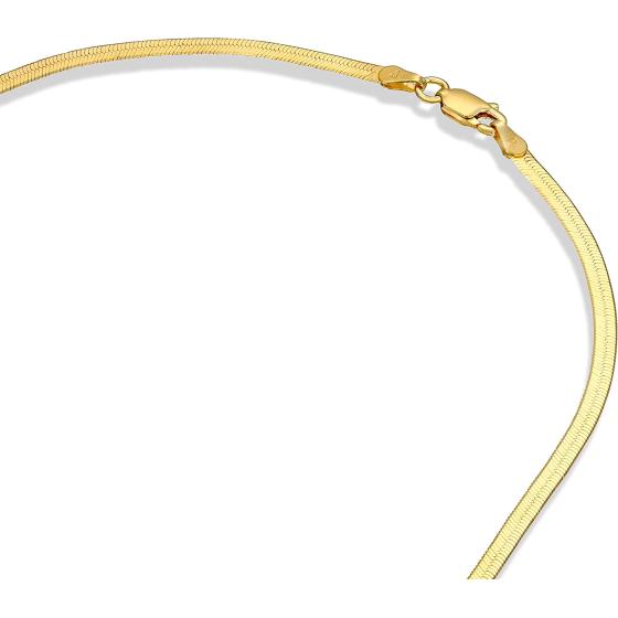 PAVOI Italian Solid 925 Sterling Silver, 22K Gold Plated Chain Necklaces | Snake, Square Box, Cable, Super Flex Curb, Miami Cuban and Rope Diamond-Cut Herringbone Necklace for Women and Men | MADE IN ITALY