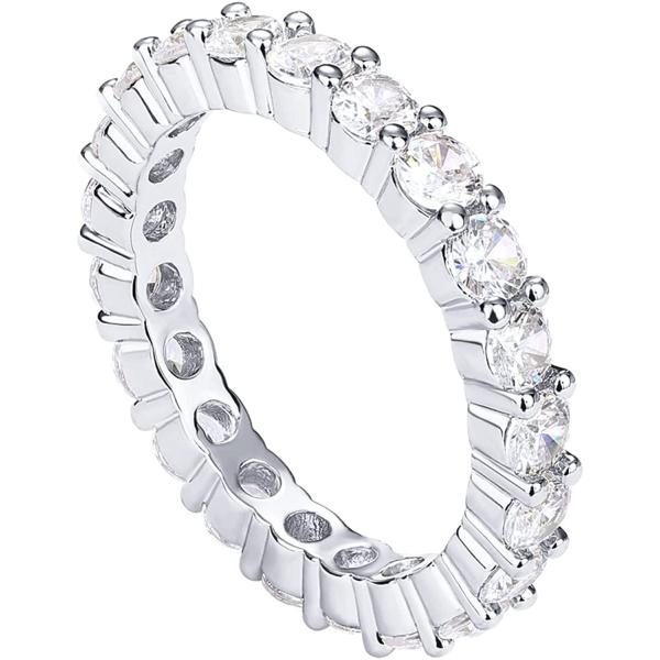 PAVOI 14K Gold Plated Cubic Zirconia Stackable Eternity Ring | 3.0mm Eternity Bands | Gold Wedding Ring Band for Women | Promise Ring for Couples