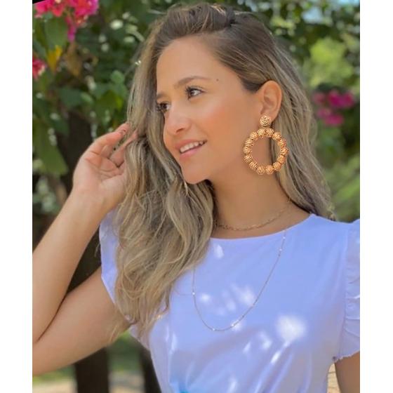 4 Pairs Raffia Earrings Boho Rattan Hoop Dangle Earrings for Women Handmade Straw Wicker Woven Earring Set Summer Beach Jewelry Gifts