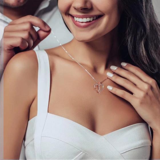 Iefil Rose Heart Necklaces Gifts for Women,925 Sterling Silver Rose Love Heart Initial Letter Pendant Necklace Jewelry Mothers Day Valentines Anniversary Birthday Gifts for Her Mom Wife Girlfriend