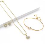 UDYLGOON Round Earrings Necklace Bracelet Jewelry Set For Women Bridal Bridesmaid Party Prom Daily