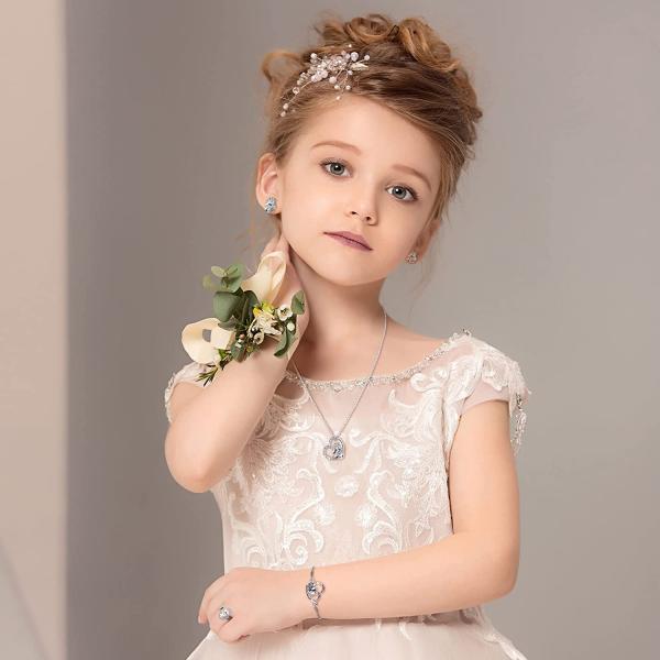 4 Pieces Girls Unicorn Jewelry Set Kids Jewelry for Girls Unicorn Necklace Bracelet Ring Stud Earrings Heart Pendant Necklace Sets for Kids Rainbow Unicorn Jewelry for Women Girls Teens