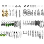 32 Pairs Gold Hoop Earrings Set for Women Girls, Fashion Chain Link Hoop Stud Drop Dangle Earrings Boho Statement Hypoallergenic Earrings for Christmas Jewelry Gift