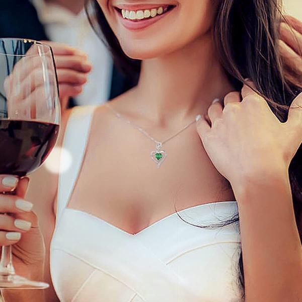 AGVANA Fine Jewelry Birthstone Necklace for Women Sterling Silver Genuine or Created Gemstone Rose Flower Heart Pendant Necklace Anniversary Birthday Gifts for Women Girls Mom Wife Lady Her