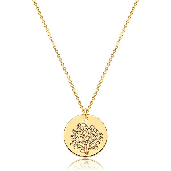 MEVECCO Birth Flower Necklace 18k Gold Engraved Custom Floral Pendant Necklaces Dainty Birth Month Flower Disc Charm Hand Stamped Flower Disk Necklace Personalized Jewelry Birthday Gift for Her