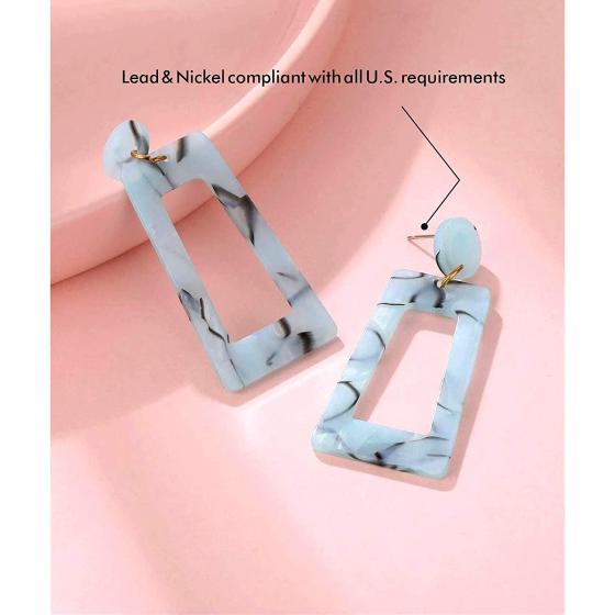 FIFATA 25 Pairs Acrylic Resin Statement Earrings Set for Women Girls Mottled Hoop Fashion Drop Dangle Jewelry Hypoallergenic for Sensitive Ears