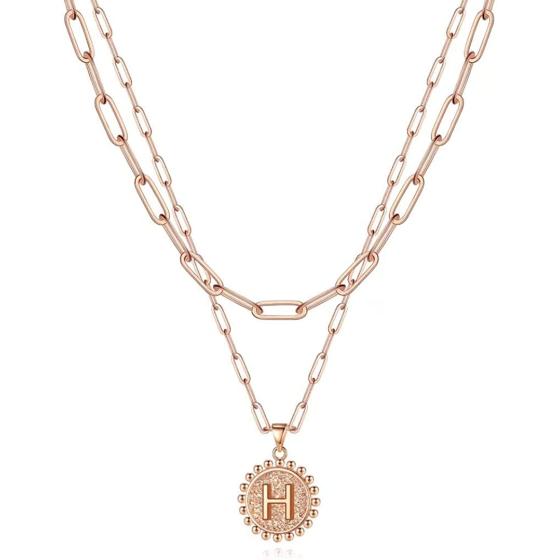 Layered Choker Necklaces for Women, 14K Gold Plated Dainty Layering Paperclip Chain Necklace Simple Adjustable Initial Coin Pendant Necklaces Layered Gold Chain Necklaces for Women Jewelry Gifts