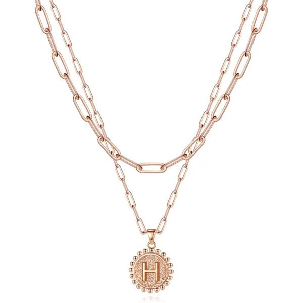 Layered Choker Necklaces for Women, 14K Gold Plated Dainty Layering Paperclip Chain Necklace Simple Adjustable Initial Coin Pendant Necklaces Layered Gold Chain Necklaces for Women Jewelry Gifts