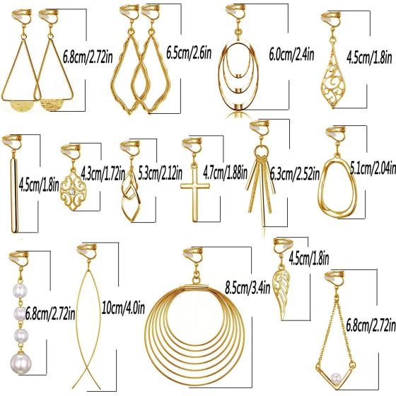 15 Pairs Multi-style Clip-on Earrings for Women and Girls, Hypoallergenic,Ligthweight,Come with Rubber Pads.Non-pierce