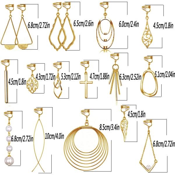 15 Pairs Multi-style Clip-on Earrings for Women and Girls, Hypoallergenic,Ligthweight,Come with Rubber Pads.Non-pierce