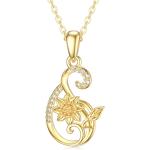14k Real Gold Sunflower Infinity Necklace, You are my sunshine Love Jewelry for Wife/Mother/Girlfriend, 16"-18" Gold Chain