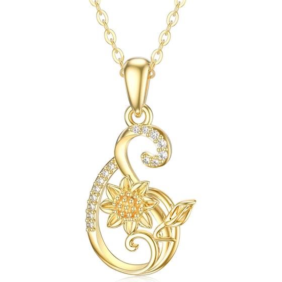 14k Real Gold Sunflower Infinity Necklace, You are my sunshine Love Jewelry for Wife/Mother/Girlfriend, 16"-18" Gold Chain