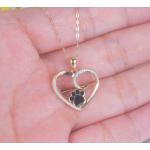 SISGEM 14k Gold Heart Pendant Necklace for Women, Real Gold Dog Cat Paw Print Jewelry Gifts for Her, 16-18 Inch