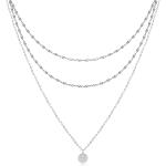 Aisansty Dainty Layered Choker Necklaces Handmade Coin Tube Star Pearl Pendant Multilayer Adjustable Layering Chain Gold Plated Necklaces Set for Women Girls