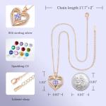 CDE Forever Love Heart Pendant Necklaces for Women 925 Sterling Silver with Birthstone Zirconia, Anniversary Birthday Gifts for Wife, Jewelry Gift for Women Mom Girlfriend Girls Her