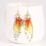 HELPFLOWER CH Handmade Fairy Simulation Butterfly Wing Earrings Foil Rhinestone Earring Romantic Jewelry