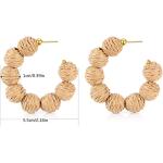 AIDSOTOU Rattan Earrings for Women Lightweight Geometric Statement Earrings Handmade Straw Wicker Braid Teardrop Hoop Drop Dangle Earrings 4 Pairs
