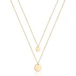 Turandoss Dainty Layered Choker Necklace, Handmade 14K Gold Plated Y Pendant Necklace Multilayer Bar Disc Necklace Adjustable Layering Choker Necklaces for Women