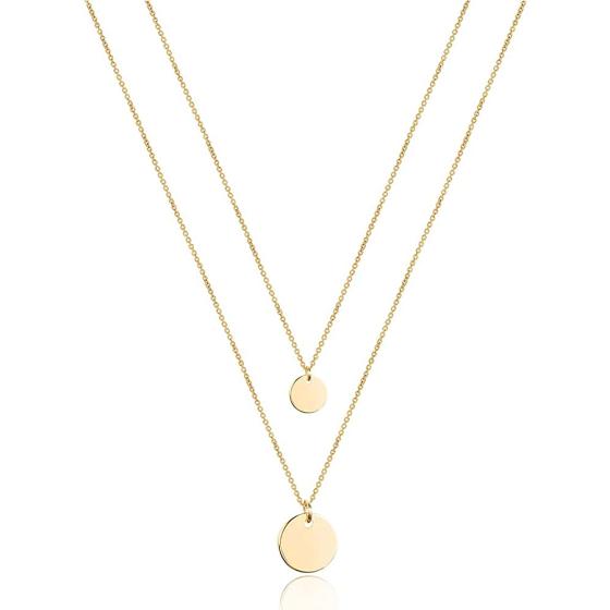 Turandoss Dainty Layered Choker Necklace, Handmade 14K Gold Plated Y Pendant Necklace Multilayer Bar Disc Necklace Adjustable Layering Choker Necklaces for Women
