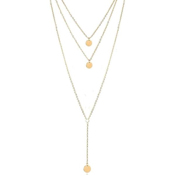 Fdesigner Fashion Layered Long Necklace Coin Pendant Necklaces Chain Charm Necklace Jewelry for Women and Girls (Gold)