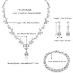 Hadskiss Jewelry Set for Women, Necklace Dangle Earrings Bracelet Set, White Gold Plated Jewelry Set with White AAA Cubic Zirconia, Allergy Free Wedding Party Jewelry for Bridal Bridesmaid