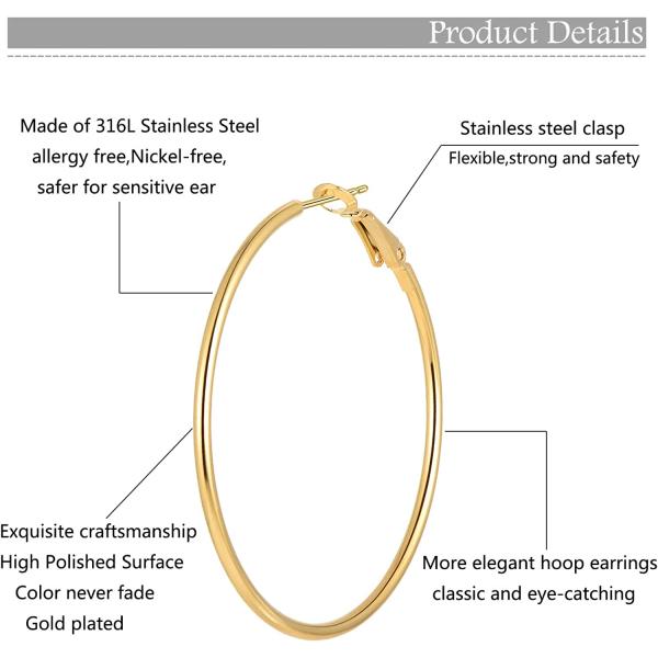 6 Pairs Stainless Steel gold silver Plated Hoop Earrings for Women Girls, Hypoallergenic Hoops Women's Earrings Loop Earrings Set